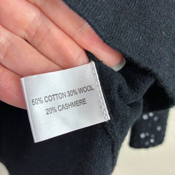 Cullen Sequined Cashmere Wool Lightweight Cardigan Sz Small Glam Minimalist - Picture 5 of 6